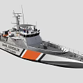 Coast Guard Yacht With Orange And White Stripes And Navigation Equipment