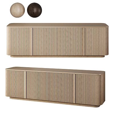 Modern Elegant Reception Desk With Vertical Stripes And Sleek Cabinet Design 3d model