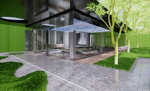 Modern Courtyard Landscape Demonstration Area Corridor Landscape Marketing Center Indoor Landscape Courtyard Terrain 3d model