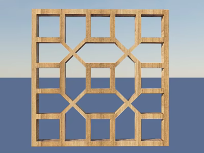 Wooden Decorative Partition With Geometric Laser Cut Pattern For Interior Design 3d model