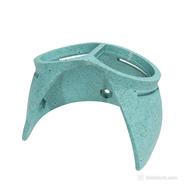 Turquoise Circular Object With Divided Sections And Textured Surface Holes 3d model 