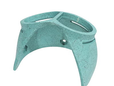 Turquoise Circular Object With Divided Sections And Textured Surface Holes 3d model