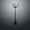 Classic Traditional Street Lamp Design With Ornate Base Decorative Pole And Multiple Lanterns
