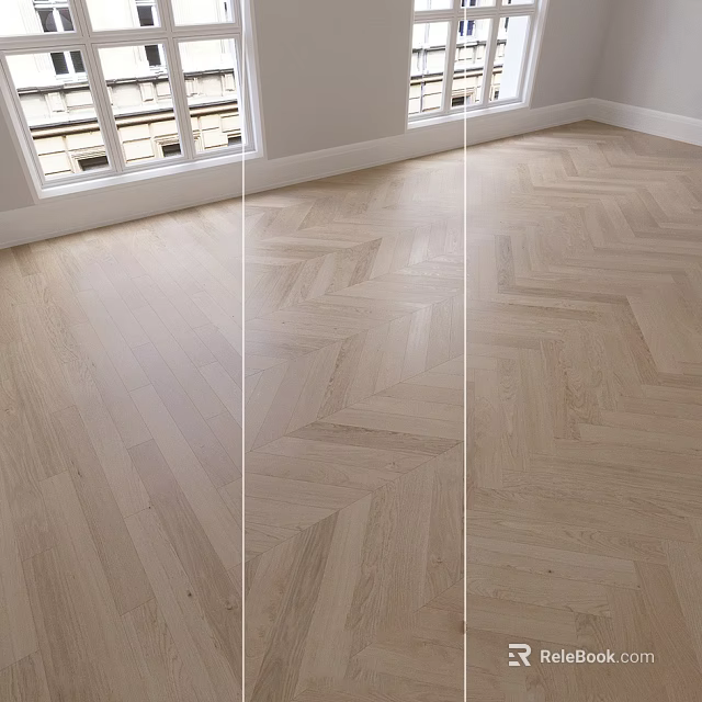 Light Color Herringbone Pattern Wooden Flooring For Modern Home Interior Design 3d model 