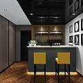 Modern Basement Interior Design With Glass Walls Zen Garden Gray Armchairs And Wooden Flooring
