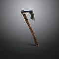 Traditional Axe Weapon With Wooden Handle And Sharp Metal Blade