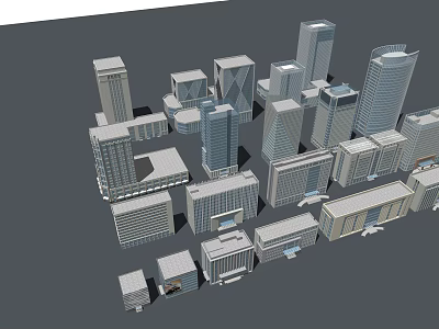 Modern Urban Office Buildings With Various Architectural Designs And Heights 3d model