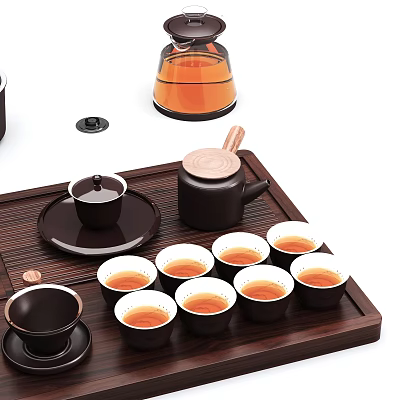 tea tray tea set 3d model