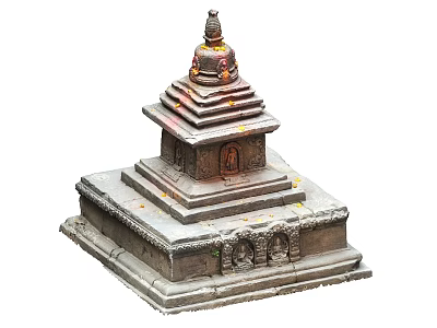 Traditional Stone Tower With Multi Tiered Base And Decorative Top Carvings 3d model