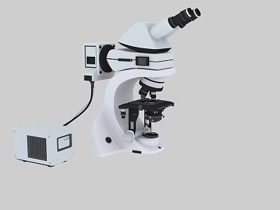 Industrial Trinocular Microscope With White Body Multiple Lenses And Attached Device For Inspection 3d model
