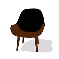 Modern Wooden Leisure Chair With Black Upholstered Back Seat And Armrest Design