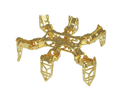 Golden Multi Legged Mechanical Frame Structure With Joints For Drone Or Robot 3d model
