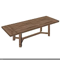 Rustic Wooden Dining Table With Natural Wood Grain And Sturdy Rectangular Design
