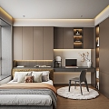 Modern Italian Tatami Bedroom Tatami Bedroom Wardrobe Bed Chair Computer Carpet Desk 3d model