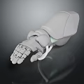 Bionic Mechanical Arm 3D Model Featuring White Design And Mechanical Joints On Dark Background 3d model