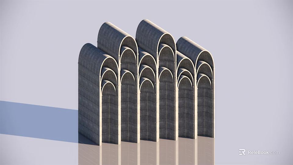 Geometric Architectural Model With Arched Structures Arranged In Rows And Shadow Effects 3d model 