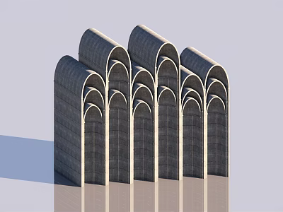 Geometric Architectural Model With Arched Structures Arranged In Rows And Shadow Effects 3d model