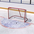 Outdoor Ice Hockey Rink With Fencing Goal Net And Hockey Sticks For Fitness Training