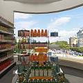 Modern Cainiao Service Station Exterior And Interior With Glass Doors Shelves And Goods