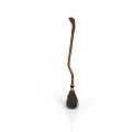 Traditional Household Broom With Wooden Handle And Bristle Cleaning Head