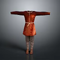 Brown Robe Outfit With Belt Open Sleeves Gray Pants And Brown Boots Mannequin