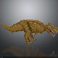 Pixel Art T Rex Dinosaur Character 3D Model With Orange Yellow Block Texture 3d model