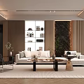 Modern Living Room Interior Design With White Sofa Coffee Table And Marble Accent Wall