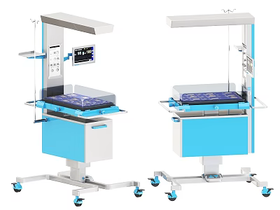 Professional Medical Infant Warming Equipment With Mobile Base Control Panel And Radiant Lamp 3d model