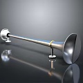 Shiny Silver Horn with Long Metal Rod and Mounting Base for Equipment