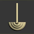 Shiny Golden Sculpture with Layered Swirl Design on Dark Reflective Surface
