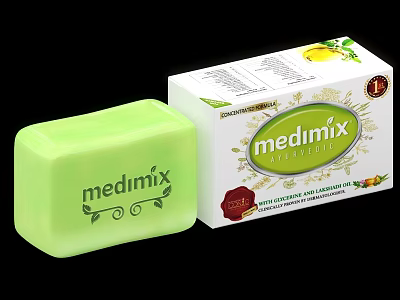 Medimix Green Herbal Soap With Natural Ingredients And Lemon Design Packaging 3d model