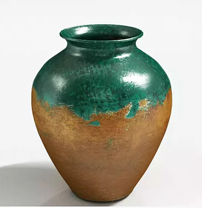 Decorative Handcrafted Ceramic Vase With Green And Brown Gradient Glazed Finish 3d model