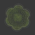 Roadside Facilities Flower Shaped Decorative Landscaped Area With Purple Green Plants Wooden Stone Edges