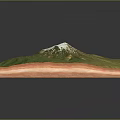 Scenic Green Mountain Landscape With Snowy Peak And Square Topographic Model