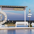 Winter Festival Bus Station Photo Spot With Large Clock Bench And Star Decorations
