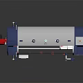 Industrial Cylindrical Machinery With Blue Body Valves Pipes Control Panel And Internal Metal Components