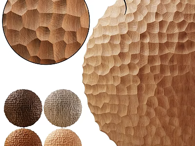 Wooden Construction Components With Honeycomb Texture And Various Surface Designs 3d model