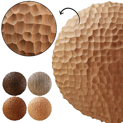 Wooden Construction Components With Honeycomb Texture And Various Surface Designs 3d model