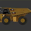 CAT 797 Yellow Mining Dump Truck With Large Tires And Open Dump Bed For Heavy Duty Operations