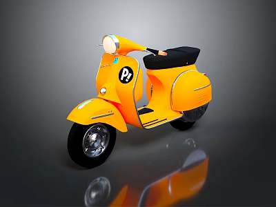 Vintage Yellow Scooter With Black Seat And Round Headlight On Dark Surface 3d model