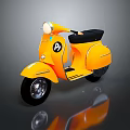 Vintage Yellow Scooter With Black Seat And Round Headlight On Dark Surface