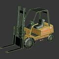Yellow Heavy Duty Industrial Forklift With Black Cabin Forks And Wheels