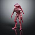 Red Alien Creature Character 3D Model With Slender Body And Horned Head 3d model