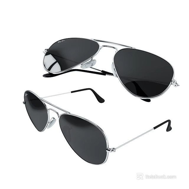 Stylish Metallic Pilot Sunglasses As Trendy Jewelry Accessories For Fashion Lovers 3d model 