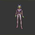 Game And Movie Character With Blue White Outfit Cat Ears Vest And Pants