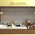 Cozy Bay Window Interior Design With Wooden Frame Blinds Cushions Pendant Lights And Storage Drawers