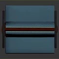 Modern Teal Leather Public Chair With Wooden Arms And Stitched Details