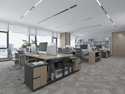 Modern Public Office Area Company Public Office Area Workstation Office Desk and Chair Computer Desk and Chair Cabinet Door 3d model