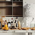 Elegant Wine Bottles And Crystal Glasses In Modern Bar Setup