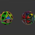 Colorful Geometric Sphere Household Items With Multicolor Patterns And Reflective Surfaces